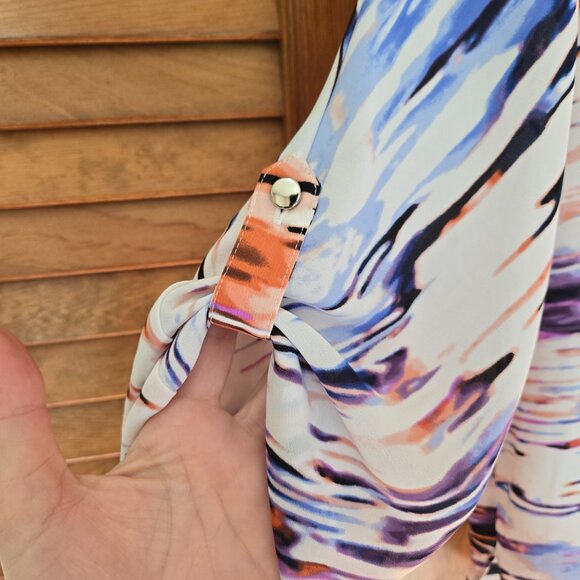 Jennifer Lopez Dolman Sleeve Top Women"s Size Small Colorful Blouse Lightweight - Picture 4 of 7